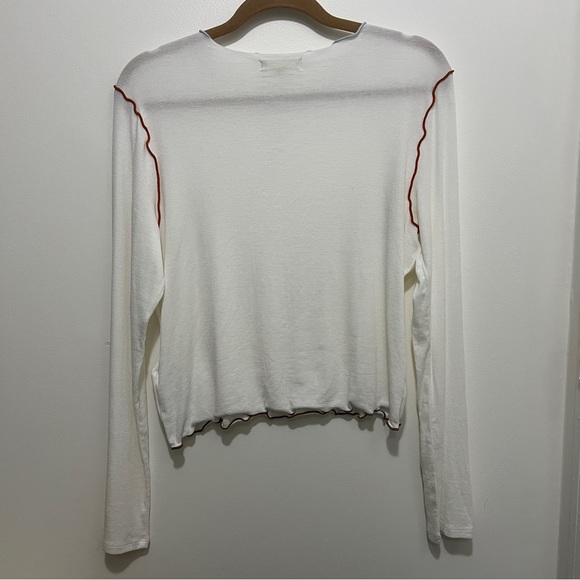 Madewell Contrast-Stitched Crewneck Crop Tee L NWT Flaws - Picture 4 of 13